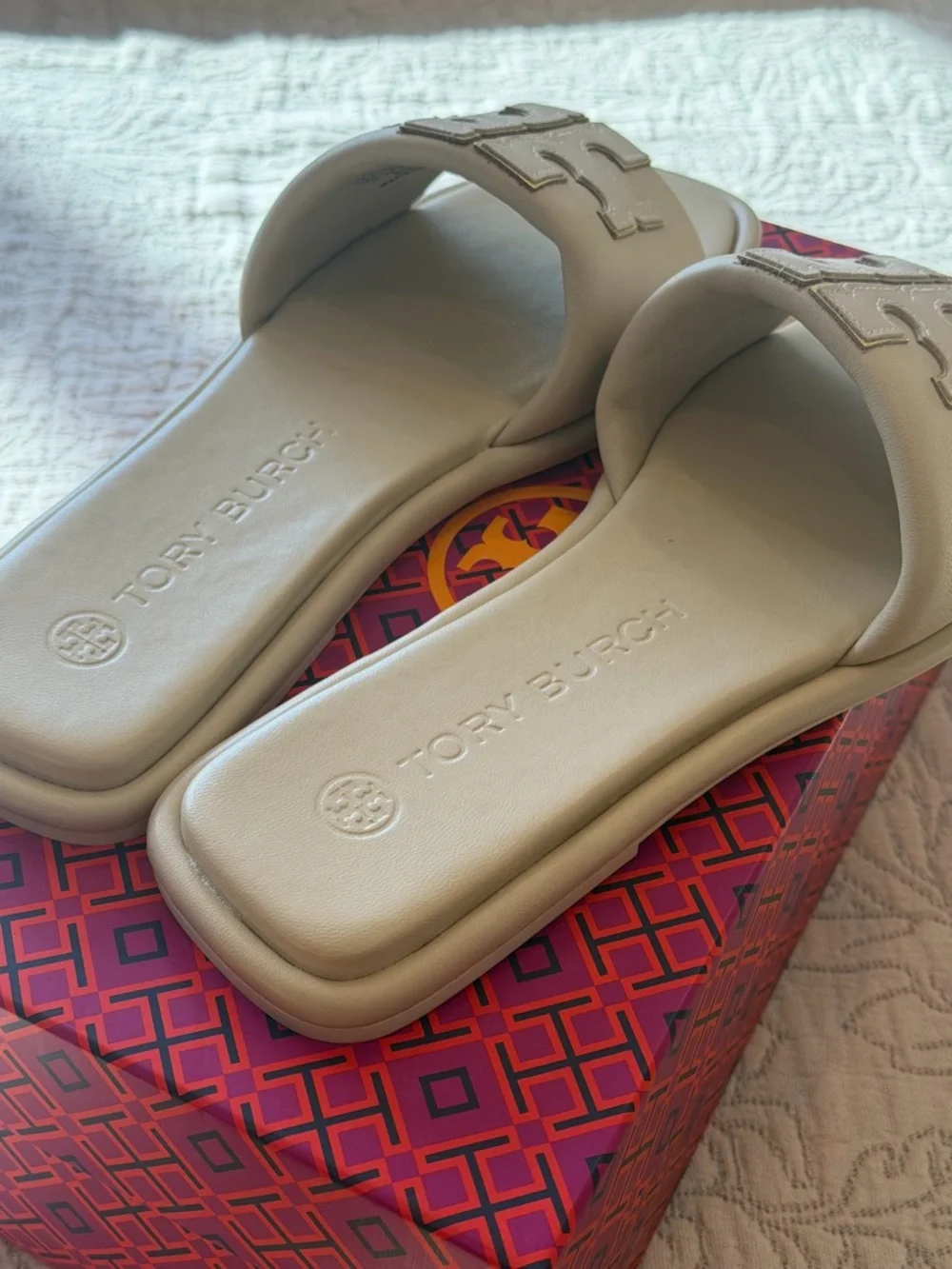 Tory Burch Doublet Sport Slide in Dulce De Leche/Gold - Nappa Leather - Picture 5 of 7